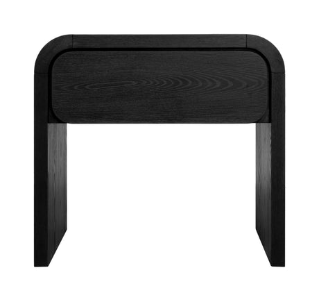 Elora One Drawer Nightstand in Jet Black Ash - Ornate Home