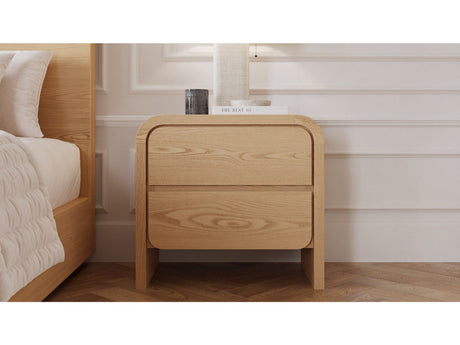 Elora Timber Two Drawer Nightstand - Ornate Home