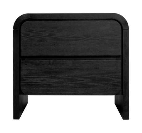 Elora Two Drawer Nightstand in Jet Black Ash - Ornate Home
