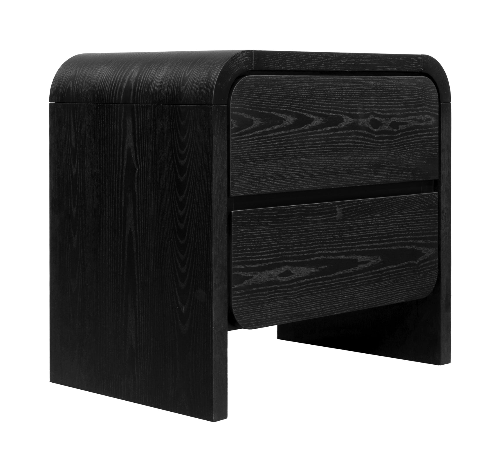 Elora Two Drawer Nightstand in Jet Black Ash - Ornate Home