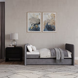 Elora Upholstered Daybed with Trundle in Charcoal Velvet - Ornate Home