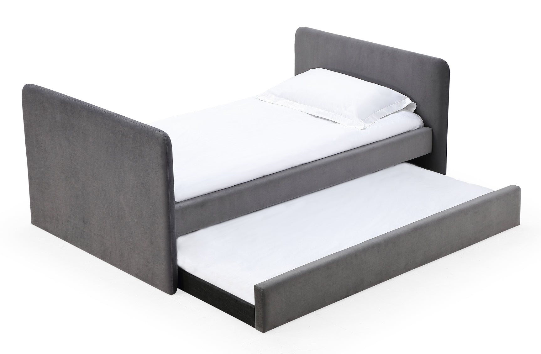 Elora Upholstered Daybed with Trundle in Charcoal Velvet - Ornate Home