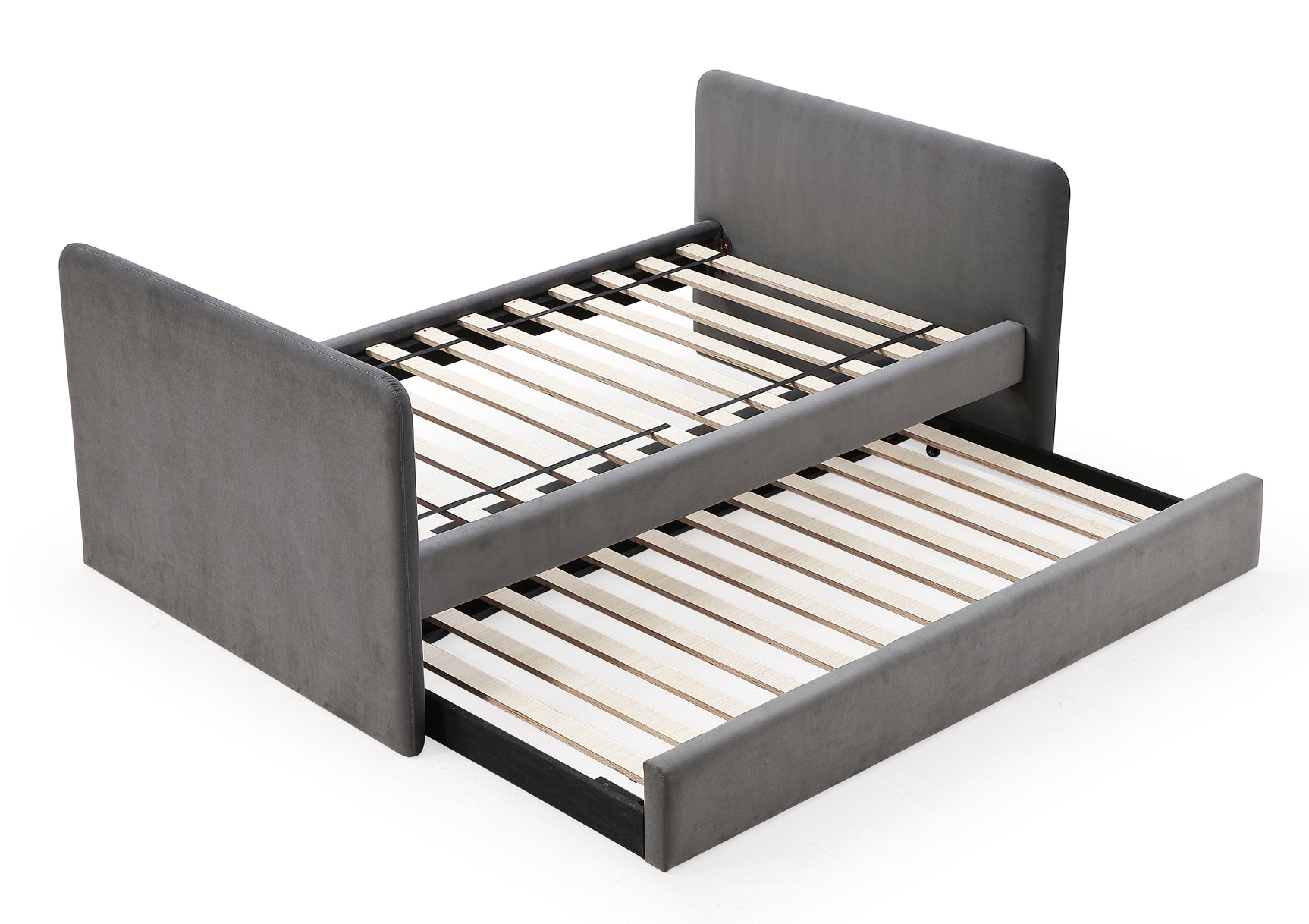 Elora Upholstered Daybed with Trundle in Charcoal Velvet - Ornate Home