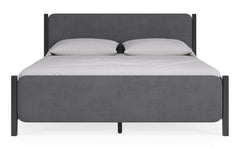 Elora Wood and Velvet California King Upholstered Bed in Jet and Charcoal - Ornate Home