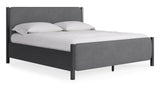 Elora Wood and Velvet California King Upholstered Bed in Jet and Charcoal - Ornate Home