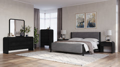 Elora Wood and Velvet California King Upholstered Bed in Jet and Charcoal - Ornate Home