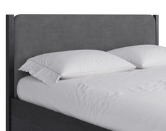 Elora Wood and Velvet Queen Upholstered Bed in Jet and Charcoal - Ornate Home