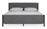 Elora Wood and Velvet Queen Upholstered Bed in Jet and Charcoal - Ornate Home