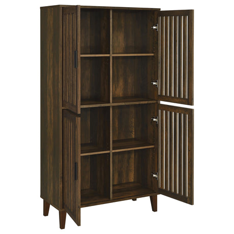 Elouise Dark Pine 4-door Engineered Wood Tall Accent Cabinet - Ornate Home