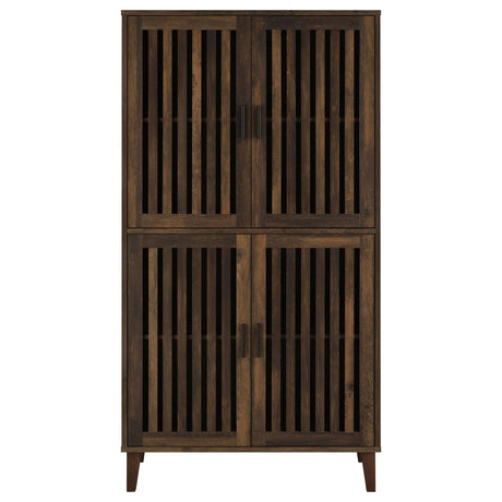 Elouise Dark Pine 4-door Engineered Wood Tall Accent Cabinet - Ornate Home