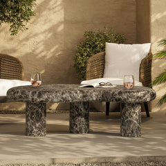 Elowen Dark Emperador Outdoor Patio Faux Marble Coffee Table - Ornate Home