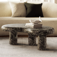 Elowen Dark Emperador Outdoor Patio Faux Marble Coffee Table - Ornate Home