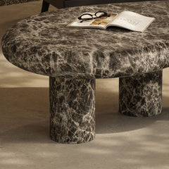 Elowen Dark Emperador Outdoor Patio Faux Marble Coffee Table - Ornate Home