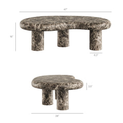 Elowen Dark Emperador Outdoor Patio Faux Marble Coffee Table - Ornate Home