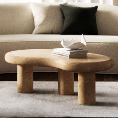 Elowen Indoor - Outdoor Patio Textured Faux Travertine Coffee Table - Ornate Home