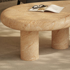 Elowen Indoor - Outdoor Patio Textured Faux Travertine Coffee Table - Ornate Home