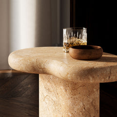 Elowen Indoor - Outdoor Patio Textured Faux Travertine Side Table - Ornate Home
