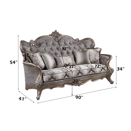 Elozzol Antique Bronze Sofa W/5 Pillows - Ornate Home