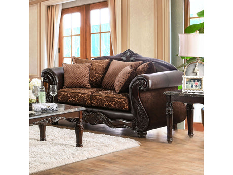 Elpis Brown/Espresso Loveseat - Ornate Home