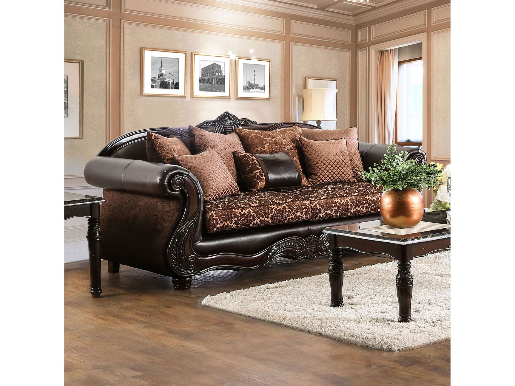Elpis Brown/Espresso Sofa & Loveseat - Ornate Home