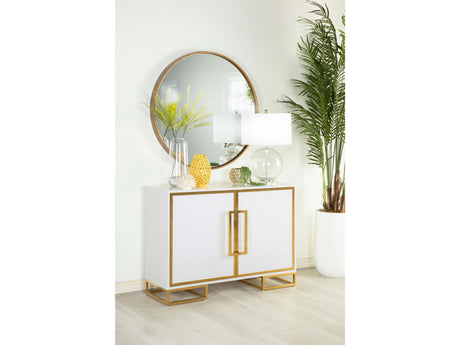 Elsa White and Gold 2-door Wood Storage Accent Cabinet - Ornate Home