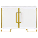 Elsa White and Gold 2-door Wood Storage Accent Cabinet - Ornate Home