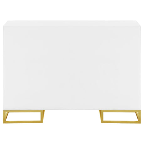 Elsa White and Gold 2-door Wood Storage Accent Cabinet - Ornate Home