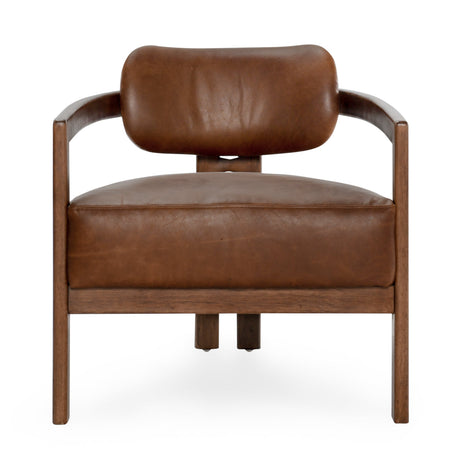 Elsie Kona Brown Leather Accent Chair - Ornate Home