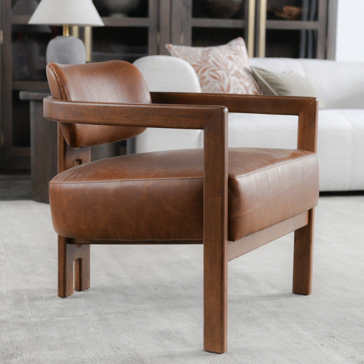 Elsie Kona Brown Leather Accent Chair - Ornate Home