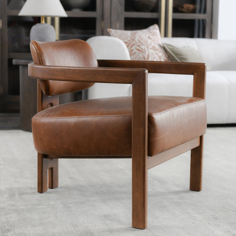 Elsie Kona Brown Leather Accent Chair - Ornate Home