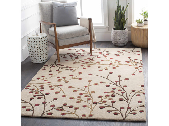 Elsu Beige&Burgandy Wool Rug - Ornate Home