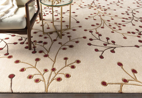 Elsu Beige&Burgandy Wool Rug - Ornate Home