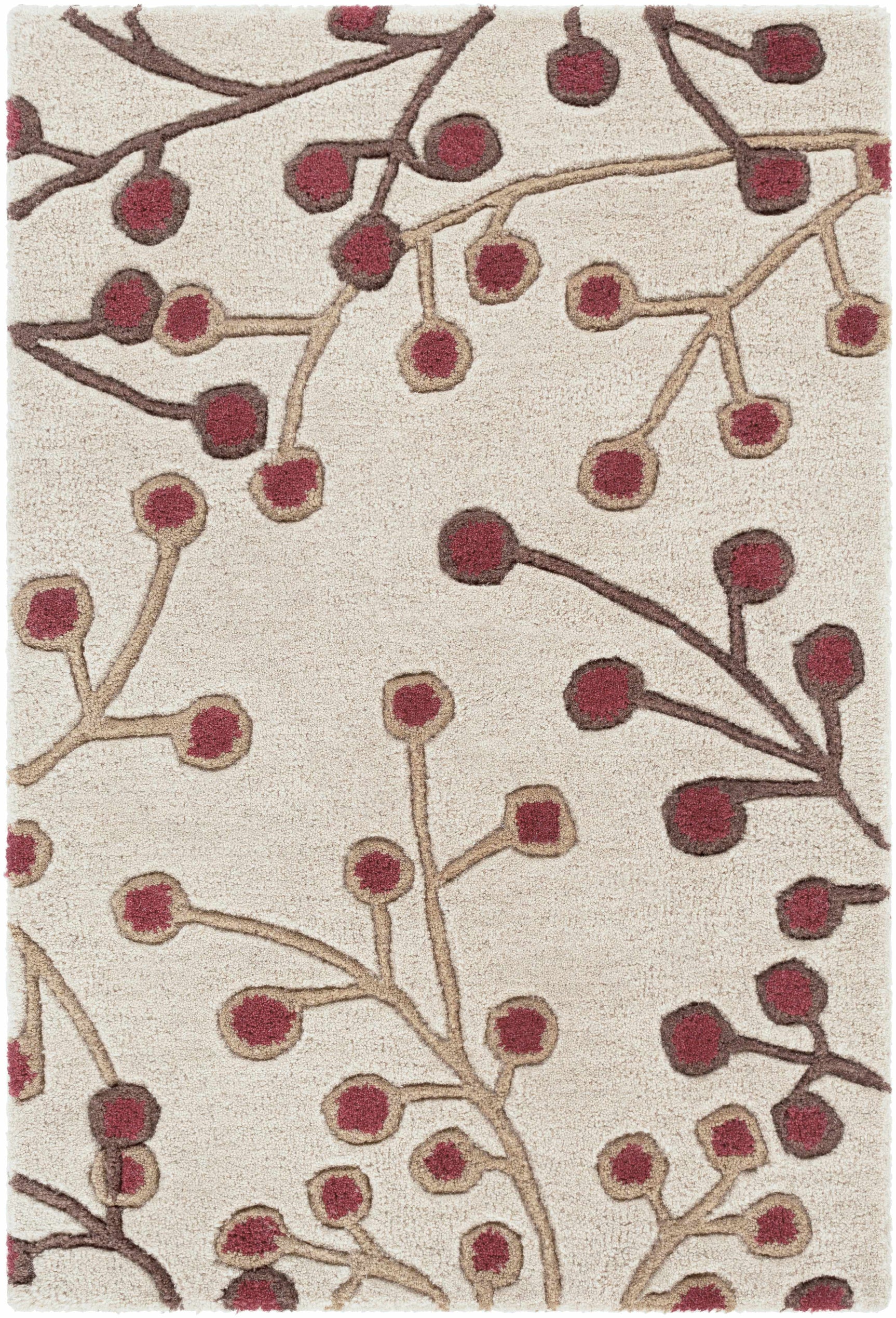 Elsu Beige&Burgandy Wool Rug - Ornate Home