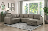 Elton Brown 3-Piece Sectional with Pull-Out Bed w/Right Chaise - Ornate Home