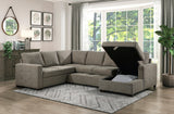 Elton Brown 3-Piece Sectional with Pull-Out Bed w/Right Chaise - Ornate Home