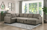 Elton Brown 3-Piece Sectional with Pull-Out Bed w/Right Chaise - Ornate Home