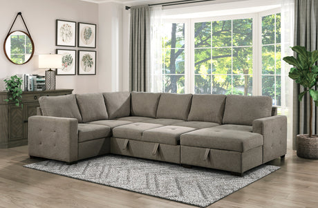Elton Brown 3-Piece Sectional with Pull-Out Bed w/Right Chaise - Ornate Home