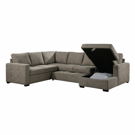 Elton Brown 3-Piece Sectional with Pull-Out Bed w/Right Chaise - Ornate Home
