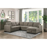 Elton Brown 3-Piece Sectional with Pull-Out Bed w/Right Chaise - Ornate Home