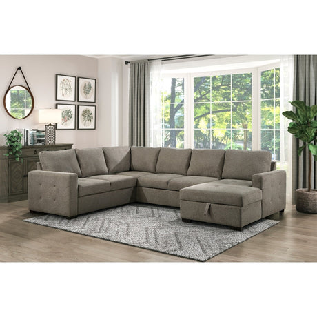 Elton Brown 3-Piece Sectional with Pull-Out Bed w/Right Chaise - Ornate Home