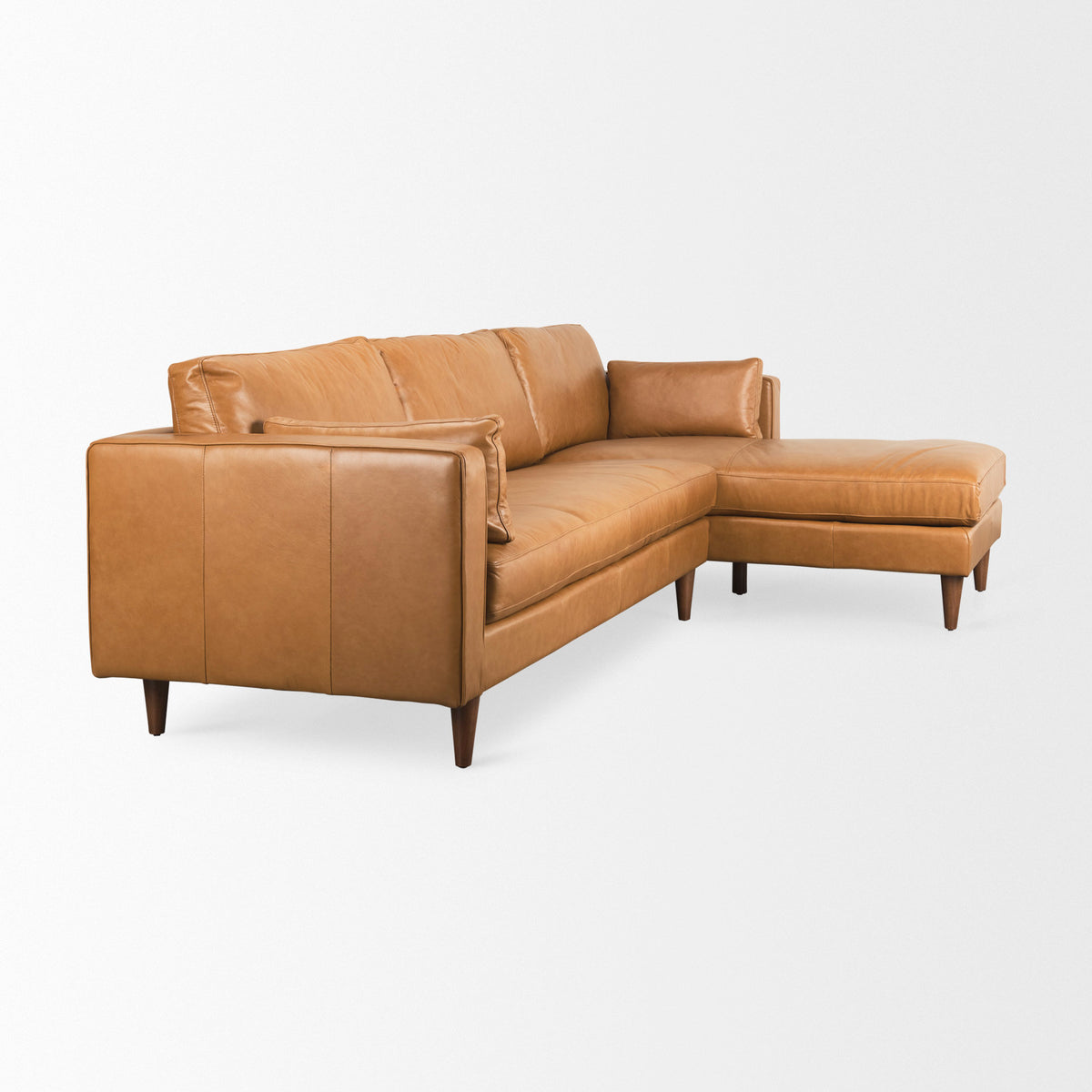 Elton Tan Leather Right Chaise Sectional - Ornate Home