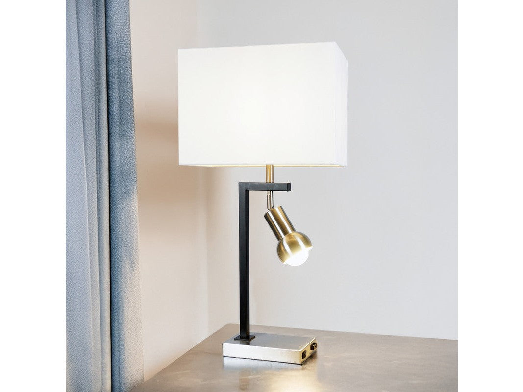 Ely Grace Matte Black/Brushed Steel Table Lamp - Ornate Home