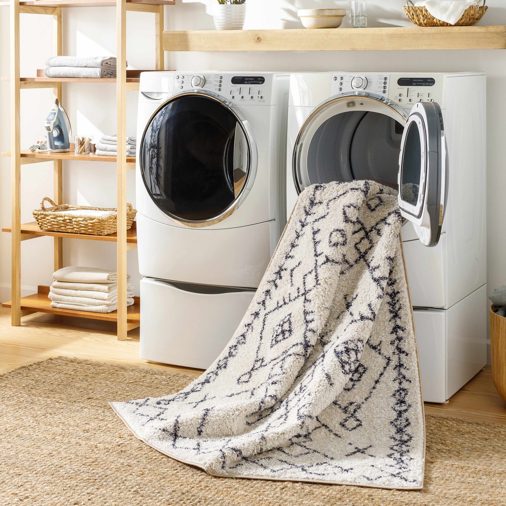 Elyes Beige Washable Area Rug - Ornate Home