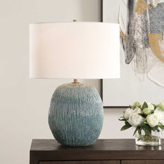 Elysia Blue/Green Textured Table Lamp - Ornate Home