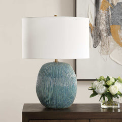 Elysia Blue/Green Textured Table Lamp - Ornate Home