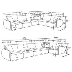 Elysia Coral 6-piece Chenille Upholstered Modular Sectional Sofa - Ornate Home