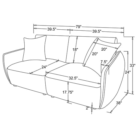 Elysia Coral Chenille Upholstered Modular Lounge Loveseat - Ornate Home