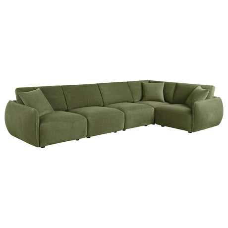Elysia Green 5-piece Chenille Upholstered Modular Sectional Sofa - Ornate Home