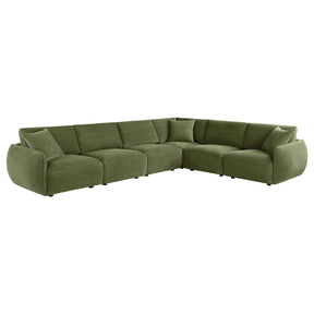 Elysia Green 6-piece Chenille Upholstered Modular Sectional Sofa - Ornate Home