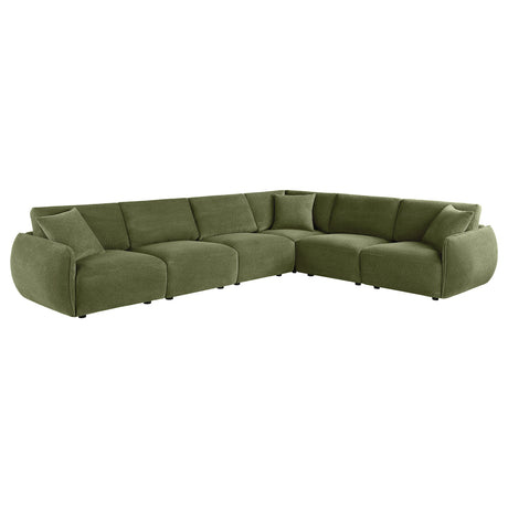 Elysia Green 6-piece Chenille Upholstered Modular Sectional Sofa - Ornate Home